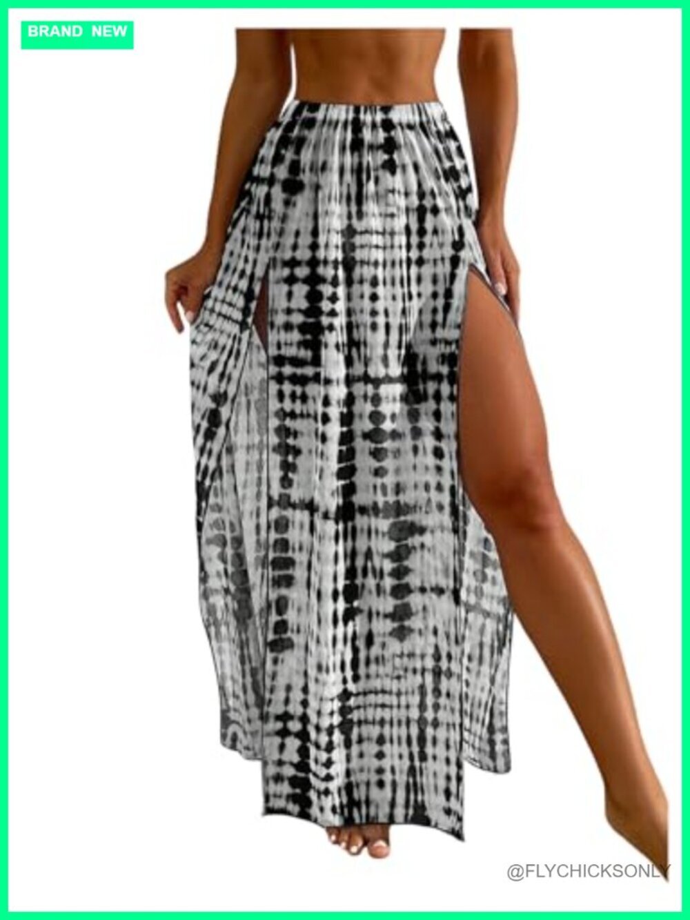 Swim Cover Up Skirt High Slit Tie Dye Maxi Beach Coverup
